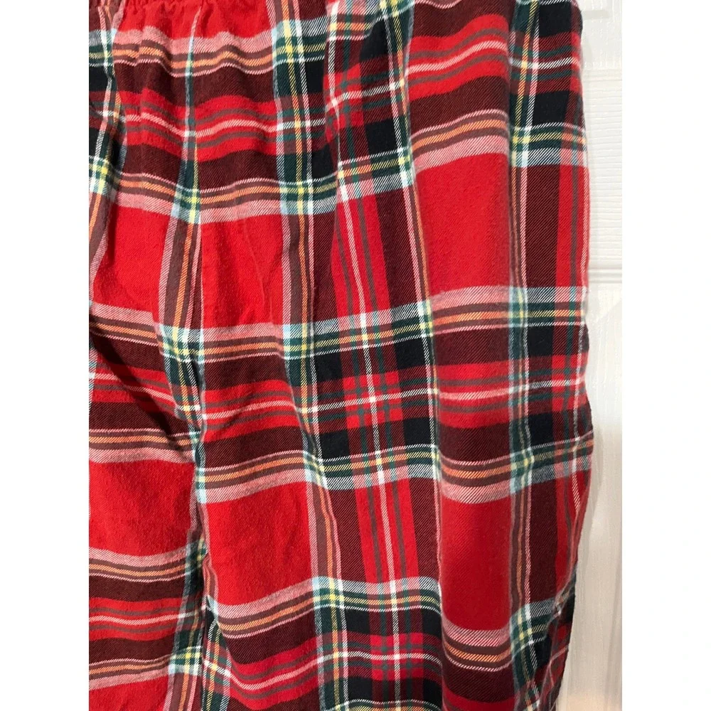 Lands' End XXL Mens Red Plaid Flannel Pajama Pants Elastic Waist Drawstring‎